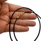 Colar Couro 2mm Natural Grego Preto Ouro 18k K080 Colar Couro 2mm Natural Grego Preto Ouro 18k K080