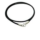 Colar Couro Natural 4 mm Preto 40 Cm Com Fecho Em Prata 925