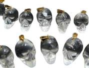 Colar Crânio Pedra Cristal Natural Montagem Pino Dourado