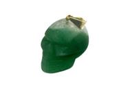 Colar Crânio Pedra Quartzo Verde Natural Montagem Prateado Colar Crânio Pedra Quartzo Verde Natural Montagem Prateado