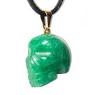 Colar Crânio Pedra Quartzo Verde Natural Pino Dourado Colar Crânio Pedra Quartzo Verde Natural Pino Dourado