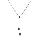 Colar Cristal Roxo e Verde Musgo Ródio Negro