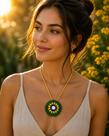 Colar Crochê Amarelo e Pingente Brasil
