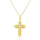 Colar Crucifixo Cravejado Cristal Banhado a Ouro
