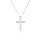 Colar Crucifixo Cravejado Cristal Banhado a Prata