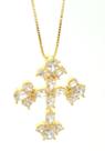 Colar Crucifixo zircônias gota cristal ouro