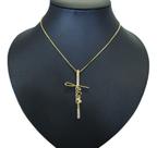 Colar Cruz Crucifixo Jesus Zirconia Dourado Folheado a Ouro 18k Colar Cruz Crucifixo Jesus Zirconia Dourado Folheado a Ouro 18k