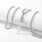 Colar Cruz de Cristo e Arvore da Vida Aço Inoxidável Colar que Une Fé e Eternidade Cor:Prata