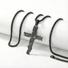 Colar Cruz de Cristo e Arvore da Vida Aço Inoxidável Colar que Une Fé e Eternidade Cor:Preto