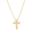 Colar Cruz Pedras de Zirconias Semi Joias Banhado Ouro 18k