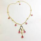 Colar Curto Afrodite - Zircônias Rosas - Banhado a Ouro 18k
