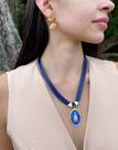 Colar Curto Nossa Senhora Azul Marinho - Acessório Artesanal