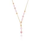 Colar Curto Unusual Litght Rose - Pedra Natural Quartzo Rosa e Cristais Rosa - Banhado a Ouro 18k Colar Curto Unusual Litght Rose - Pedra Natural Quartzo Rosa e Cristais Rosa - Banhado a Ouro 18k