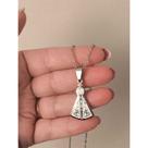 Colar de Aço Inoxidável ou com Medalhas Pingente de Cruz Nossa Senhora Coração Oval -