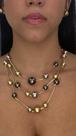 Colar de bolas abs prata, dourada e grafite com cordão dourado Colar de bolas abs prata, dourada e grafite com cordão dourado