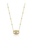 COLAR DE BOLINHA COM PINGENTE DE LACRE CRAVEJADO BANHADO A OURO - 50 cm