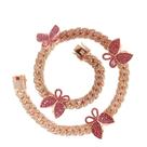 Colar de borboleta em ouro rosa com cristais rosa, corrente de 40 cm Colar de borboleta em ouro rosa com cristais rosa, corrente de 40 cm