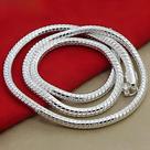 Colar De Cadeia De Cobra Em Prata Esterlina 925 De 3mm, 16-30 Polegadas, Para Mulheres E Homens,