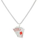 Colar de cartas de poker de hip hop com pingente de strass