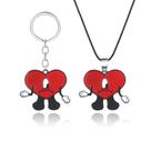 Colar de chaveiro Bad Bunny Heart Pingente Cartoon Charm Colar de chaveiro Bad Bunny Heart Pingente Cartoon Charm