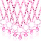 Colar de chupetas para chá de bebê Coume 36 peças acrílico rosa