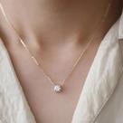 Colar De Clavícula Feminino Em Prata Esterlina 925 Com Banho De Ouro 18K E Zircônia, Joias Para