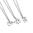 Colar de costura de quebra-cabeça de aço inoxidável com pingentes personalizados do coração do nome
