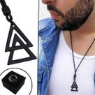 Colar de Couro Ajustável Tradicional 2 triangulos All Black