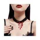 Colar De Cristal Vermelho Com Pingente De Gota De Sangue Para Mulheres, Choker De Pérolas Imitadas