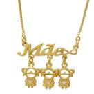 Colar de Filhos Mãe de Três Filhas Meninas Folheado em Ouro 18K Softjoias