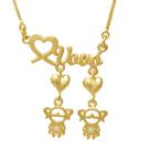 Colar de Filhos Vovó de Duas Netas Meninas Folheado em Ouro 18K Softjoias