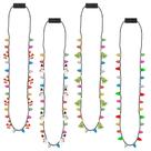 Colar de Natal, 4 peças de colar de Natal iluminado, colares de cana-de-açúcar de Papai Noel com bulbo brilhante, 3 modos de lembrancinhas coloridas para festas de Natal, acessórios feios para festas de Natal e véspera de Ano Novo