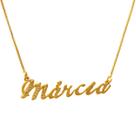 Colar de Nome de Mulher Feminino Dourado Pronta Entrega Cravejado de Zircônias Folheado A Ouro 18K Softjoias