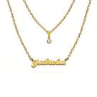 Colar De Nome Fabiola Feminino Gargantilha prata e dourado em aço inox corrente Duplo