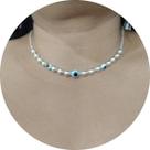 Colar de Olho Grego Feminino Folheado a Prata 925 Banhado Colar de Olho Grego Feminino Folheado a Prata 925 Banhado