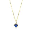 Colar De Ouro 18k Americana Feminino 40cm Coração Zircônia Cor:Azul