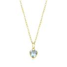 Colar De Ouro 18k Cordão 45cm Feminino C/ Coração Zircônia Cor:Azul Claro