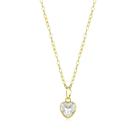 Colar De Ouro 18k Cordão 45cm Feminino C/ Coração Zircônia Cor:Branco