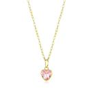 Colar De Ouro 18k Cordão 45cm Feminino C/ Coração Zircônia Cor:Rosa Colar De Ouro 18k Cordão 45cm Feminino C/ Coração Zircônia Cor:Rosa