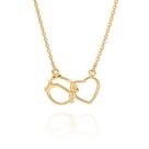 Colar de ouro 18k feminino coração elo cadeado filho menino rommanel 532432