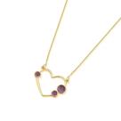 Colar de Pedra Natural Coração Ametista folheado a ouro 18k
