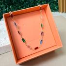 Colar De Pedras Coloridas Folheado A Ouro 18k