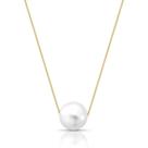 Colar de pérola shell solitária g banhado a ouro 45cm