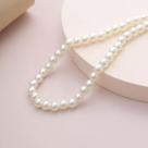 Colar de Pérolas 6mm Clássico Aço Cirúrgico Banhado a Prata Colar de Pérolas 6mm Clássico Aço Cirúrgico Banhado a Prata