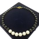 Colar De Pérolas Com Pedras Negras Banho De Ouro 4810