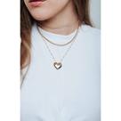 Colar de pérolas com pingente de coração liso folheado a ouro 18k