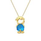 Colar de Pingente De Menino menina rosa e Cor Azul Banhado A Ouro 18K