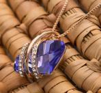 Colar de pingente de pedra de desejo com cristal de pedra de nascem, 18K Ro