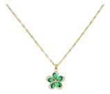 Colar De Pingente Flores Verde Dieyuro