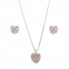 Colar De Prata 925 40cm Pingente Brinco Ponto De Luz Rosa